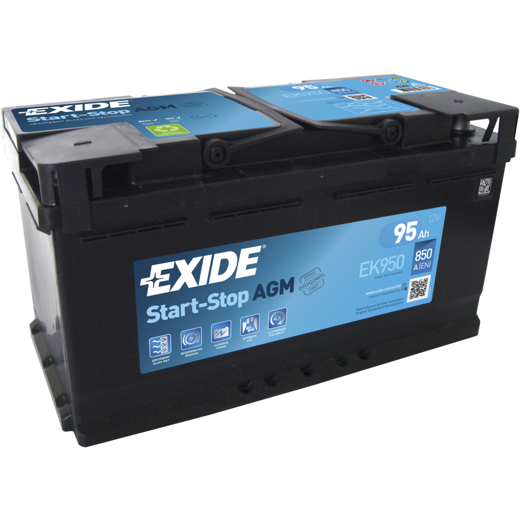 Batería de Coche/Vehículo Exide Agm EK950. AGM 12V - 95Ah 95/850A (Caja L5)  (Compatible Start & Stop) - Baterías Por Un Tubo
