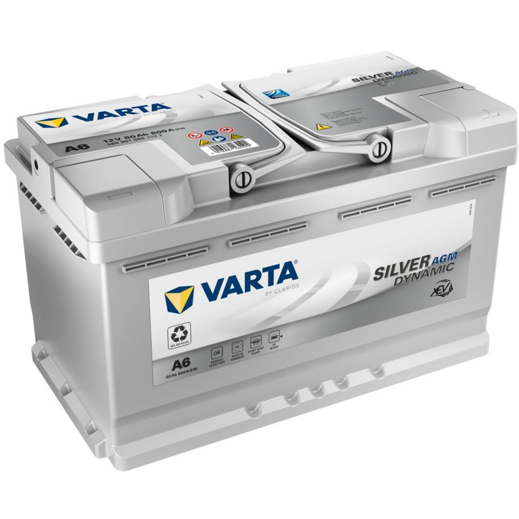 Batería de Coche/Vehículo Varta Silver Dynamic Agm A6. AGM 12V - 80Ah  80/800A (Caja L4) (Compatible Start & Stop) - Baterías Por Un Tubo