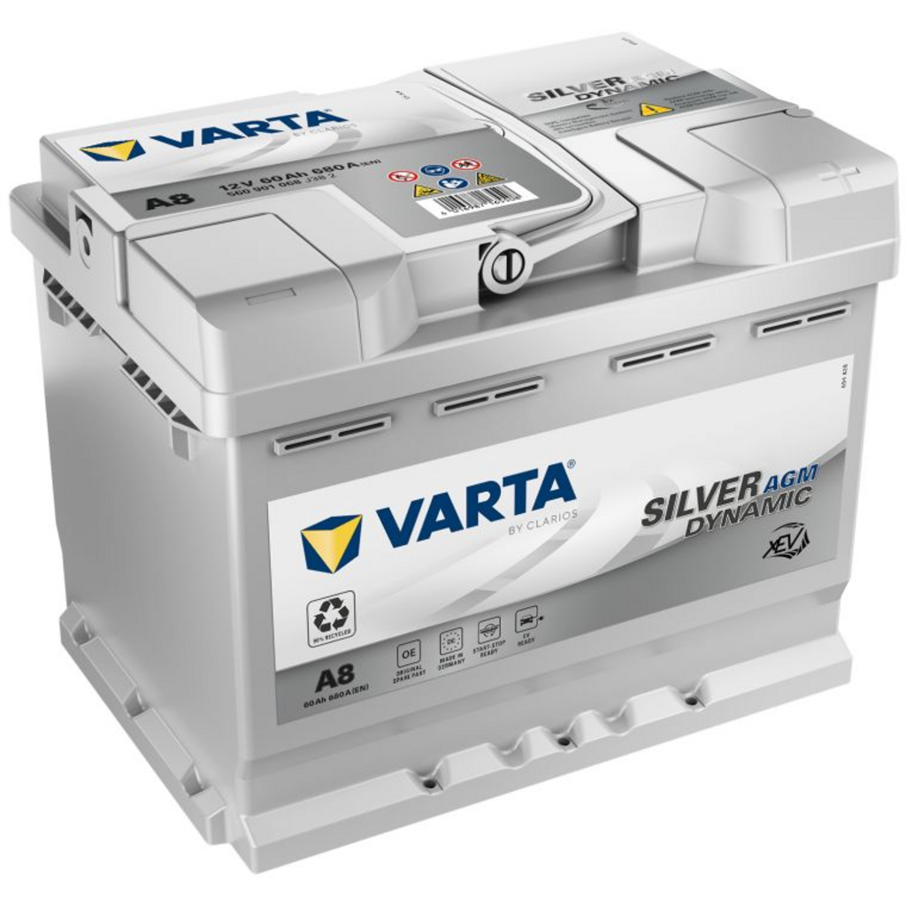 Batería de Coche/Vehículo Varta Silver Dynamic Agm A8. AGM 12V - 60Ah  60/680A (Caja L2) (Compatible Start & Stop) - Baterías Por Un Tubo